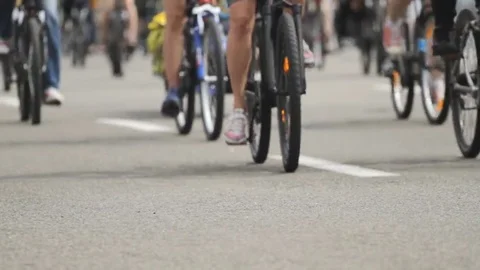 Group of cyclists go to the city Stock-Footage 69200978