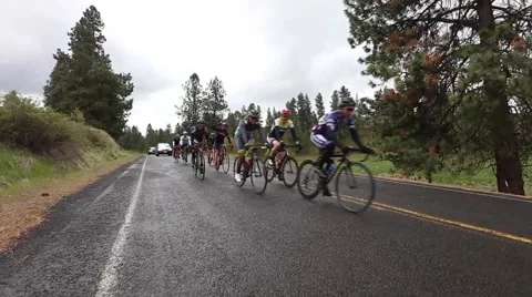 Group of cyclists on the highway Stock Footage 50452602