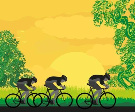 Group of Cyclists Stock Illustration