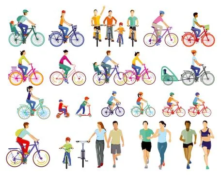 Group of cyclists illustration Stock Illustration