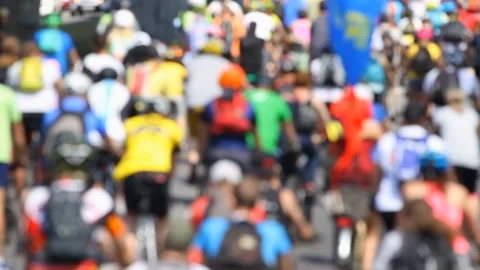 Group of cyclists riding the road in a blured Stock Footage 109119273