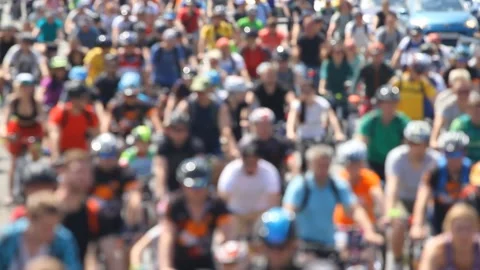 Group of cyclists riding on the road in blured Stock Footage 112884088