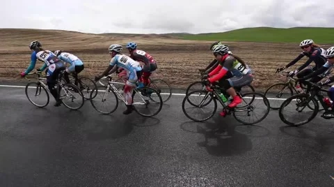 Group of cyclists on a road race Stock Footage 50452738