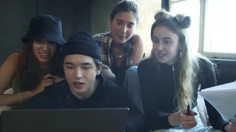Group of dancers learning online via video call with the teacher Stock Footage 160372229