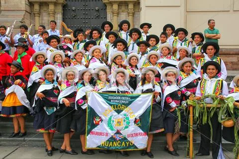 Group Of Dancers Posing During Festival Of The Virgin De La Candelaria In Lim