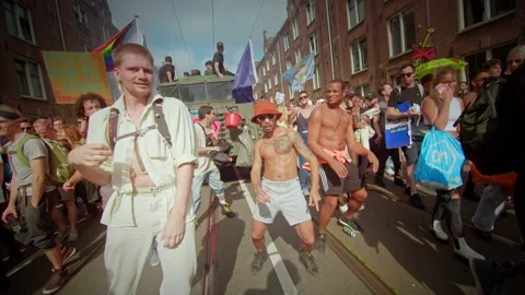 Group Dancing in the streets while protesting and partying Stock Footage 160899854