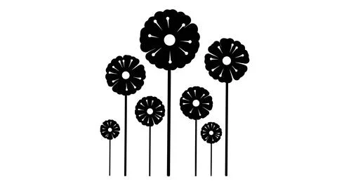 A group of dandelion flowers in various sizes Stock Illustration