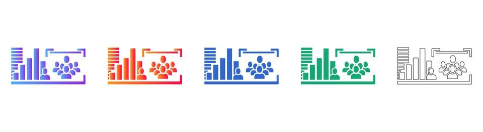 Group Data Analysis Visual Icons Illustrazione stock
