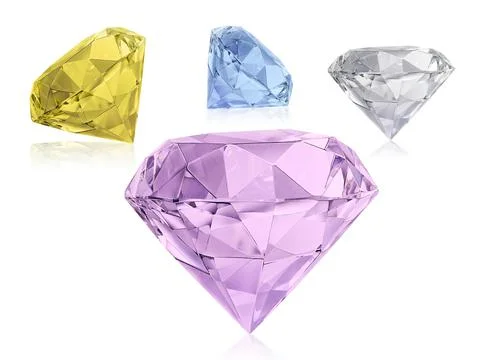 Group dazzling diamond on white background Stock Photos