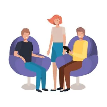 Group de people using tablet avatar character Stock Illustration