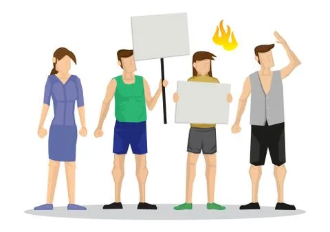 Group of demonstrators with empty boards. Concept of anger or revolution. Stock-Illustration