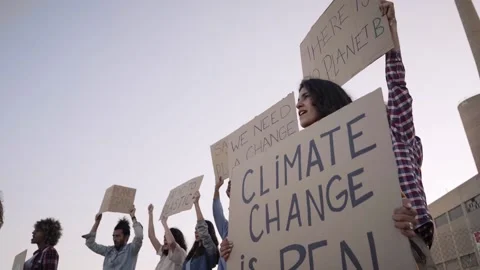 Group of demonstrators. Young people from a different culture and race fight for 库存影片 231253993