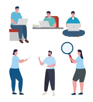 Group of developers software programming characters Stockillustratie