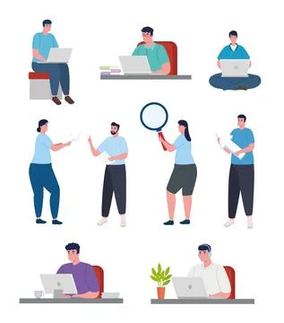 Group of developers software programming Stockillustratie