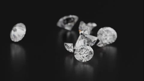 Group of diamonds falling on a black background. Designed with 3d render animati Stock Footage 272256245