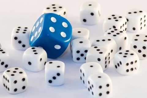 Group of dice on a white background Stock Photos