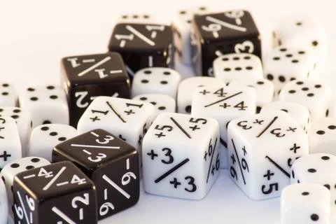 Group of dice on a white background Stock Photos