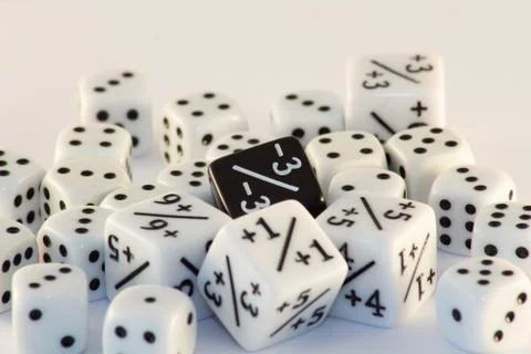 Group of dice on a white background Stock Photos