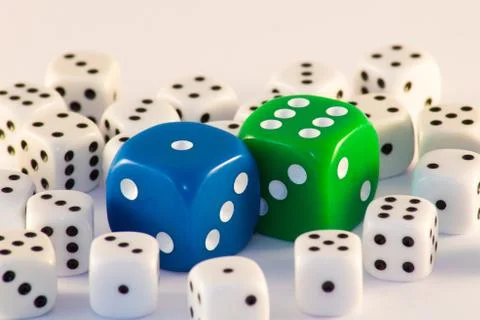 Group of dice on a white background Stock Photos