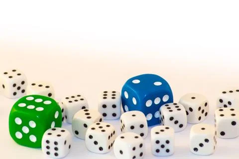 Group of dice on a white background Stock Photos