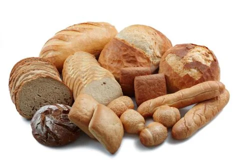 Group of different bread products Stock Photos