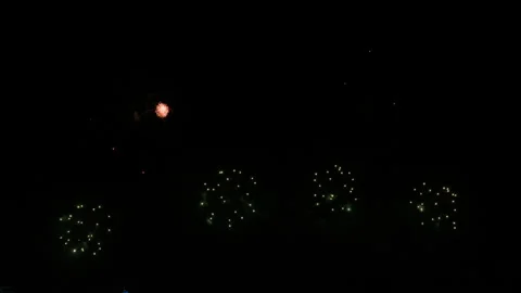 Group of different color and shape real fireworks with 4k resolution exploding Stock Footage 145278587