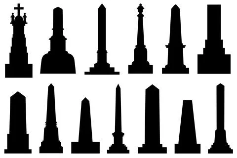 Group of different obelisks Ilustración de archivo