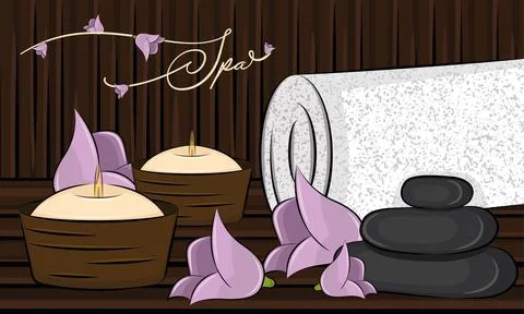 Group of different object Spa template Vector Illustrazione stock