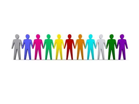 Group of different people. Concept 3D illustration Stock Illustration