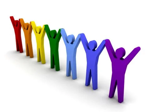 Group of different people success. Concept 3D illustration Stockillustratie