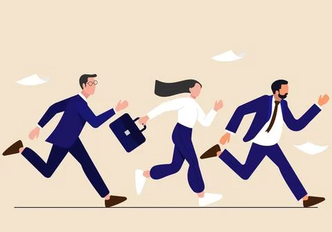 Group of different running businessmen. Stock Illustration