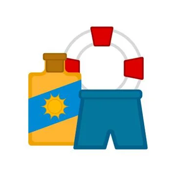 Group of different summer objects Stock Illustration