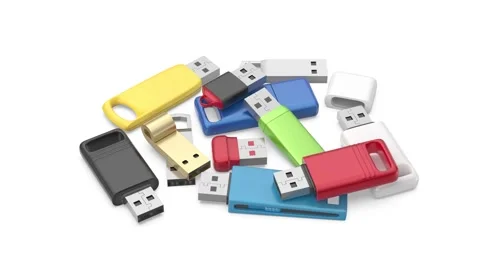 Group of different USB flash drives Stock Footage 331441856