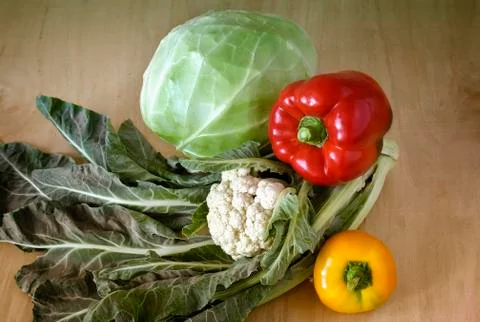 Group of different vegetables on the table. Stock Photos