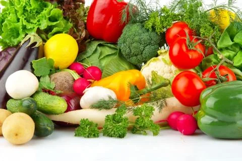Group of different vegetables on white Stock Photos