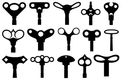 Group of different wind up keys Ilustração Stock