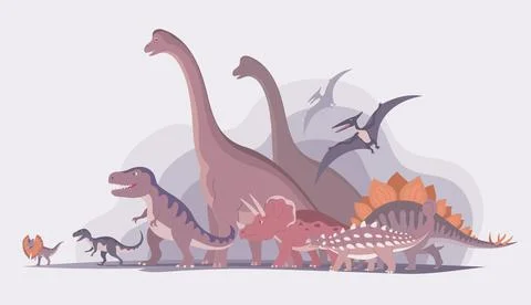 Group of dinosaurs on a white background Stock Illustration
