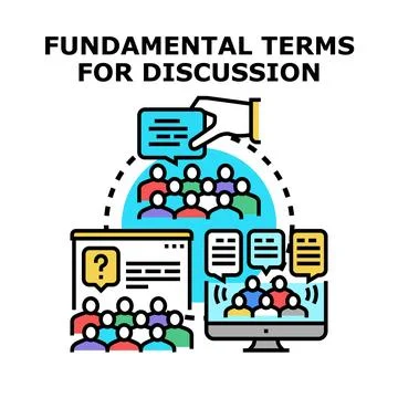 Group discussion terms concept and online debate Stock Illustration