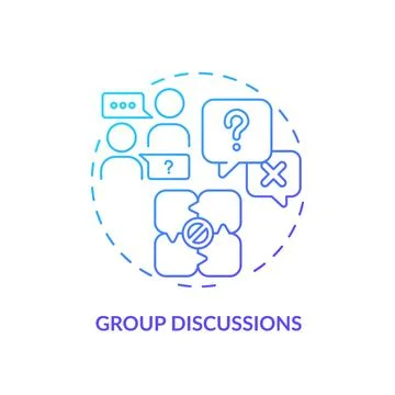 Group discussions blue gradient concept icon Stock Illustration