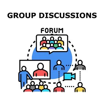 Group discussions forum virtual meeting communication Stock Illustration