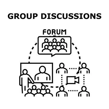 Group discussions forum virtual meeting communication Stock Illustration