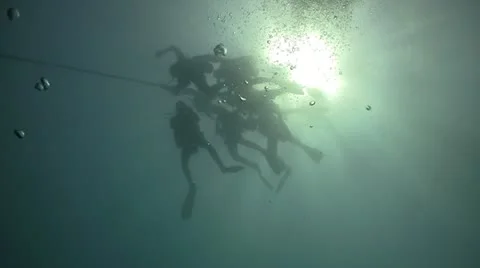 Group of Divers preparing to dive, Red sea Stock Footage 11871388