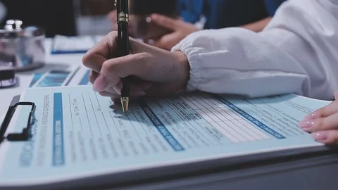 Group of diverse doctors and medical team analyzing digital x-ray scan on t.. Stock Footage 344462000