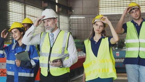 Group of diverse engineering and worker finished work and walking together,.. Stock Footage 242710308