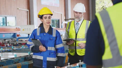 Group of diverse engineering and worker working together and discussing wit.. Stock Footage 242714298