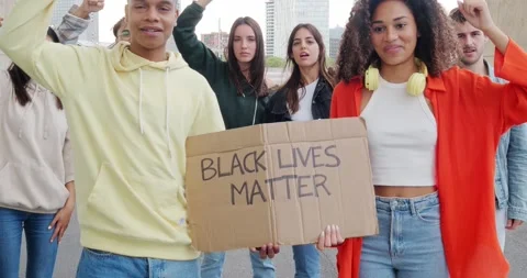 Group of diverse young people protesting against racism Stock Footage 230284462