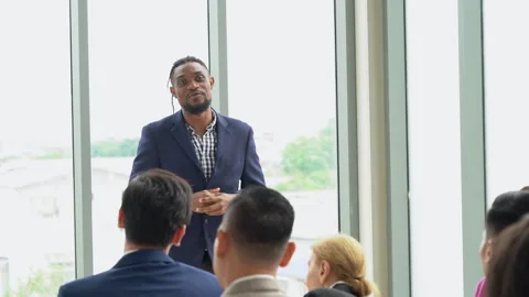 Group of diversity business people clapping hands to african american busin.. Stock Footage 254885143