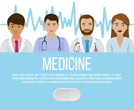 Group of doctors and nurses and medical staff for medicine clinic vector Иллюстрация