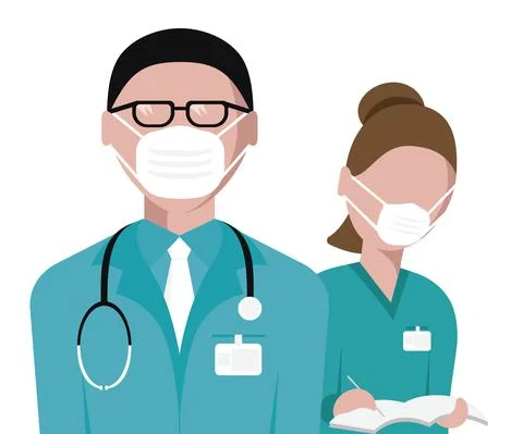 A group of doctors and nurses and medical staff Stock Illustration