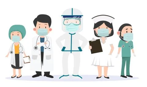 Group of doctors and nurses  team of doctors set 스톡 일러스트